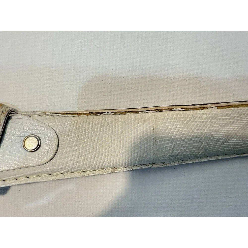 L.E.N Lifestyle White Genuine LIZARD Leather Sz 45 BELT Handcrafted USA Italy